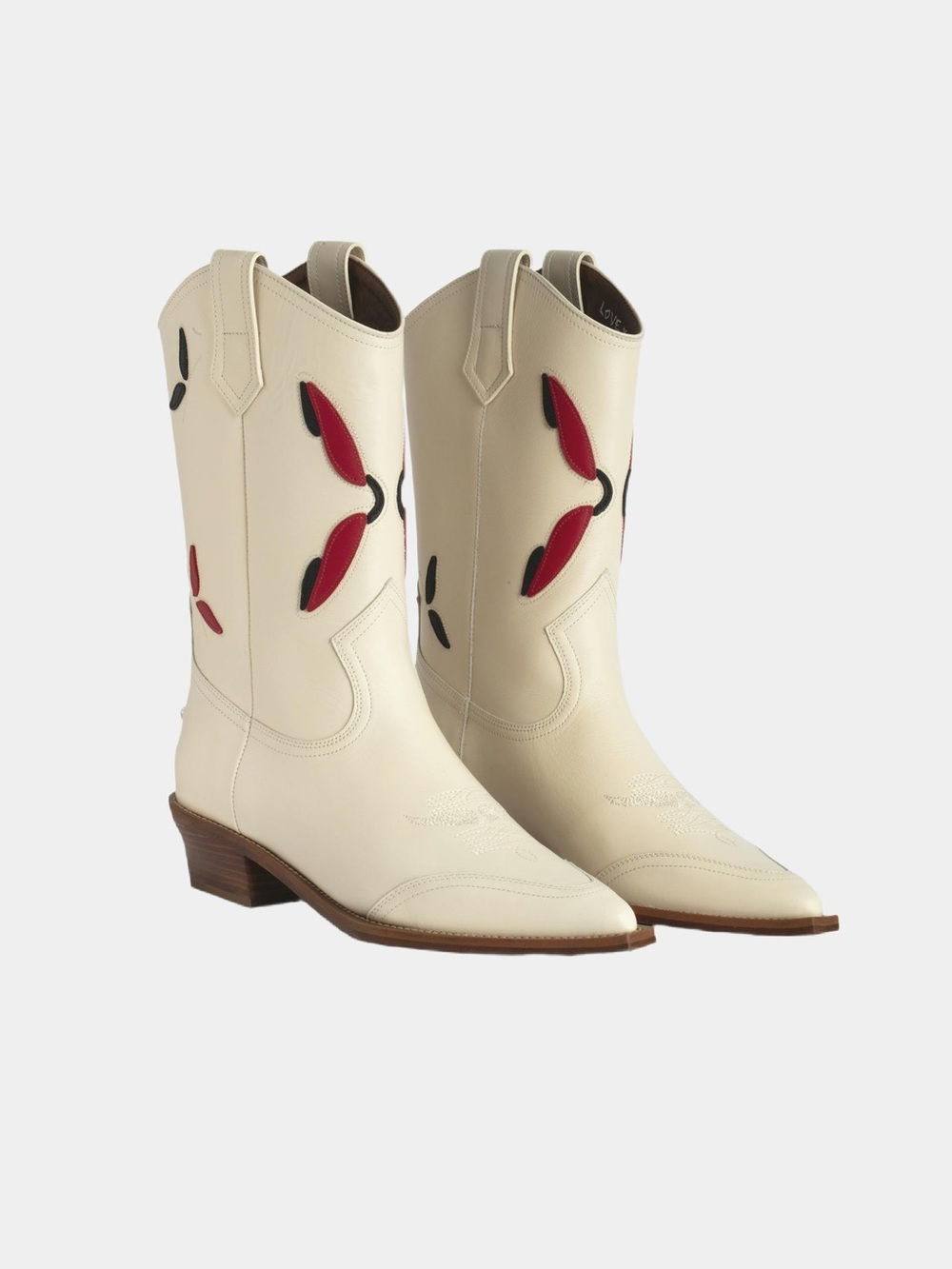 NIB Zadig & Voltaire Cara Western Leather Boots in White/Flash ~ Size 6